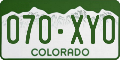 CO license plate 070XYO
