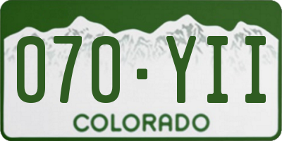 CO license plate 070YII
