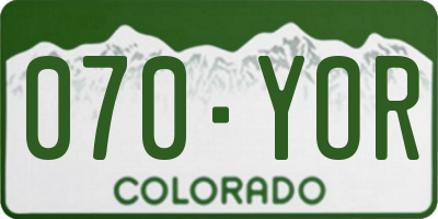 CO license plate 070YOR