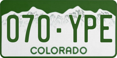 CO license plate 070YPE