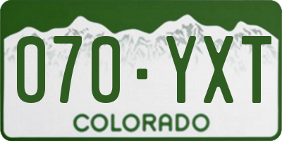 CO license plate 070YXT