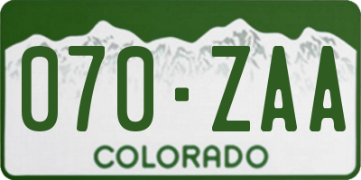 CO license plate 070ZAA