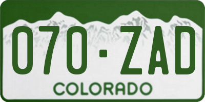 CO license plate 070ZAD
