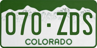 CO license plate 070ZDS