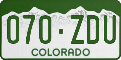 CO license plate 070ZDU