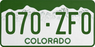 CO license plate 070ZFO