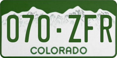 CO license plate 070ZFR