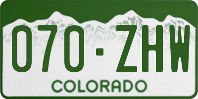 CO license plate 070ZHW