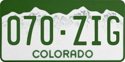 CO license plate 070ZIG