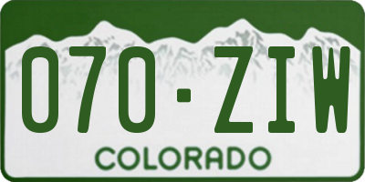 CO license plate 070ZIW