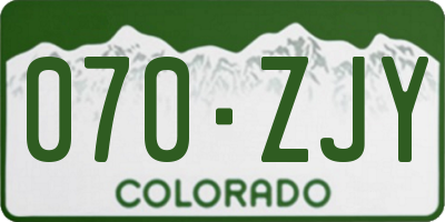 CO license plate 070ZJY