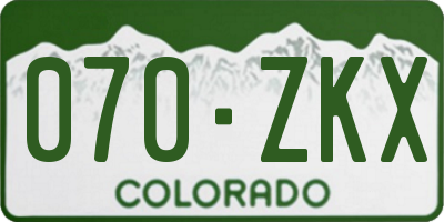 CO license plate 070ZKX