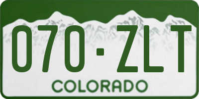 CO license plate 070ZLT