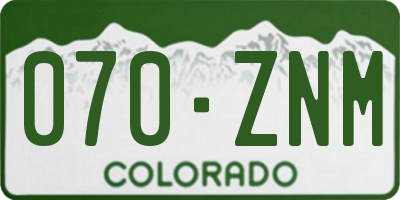 CO license plate 070ZNM