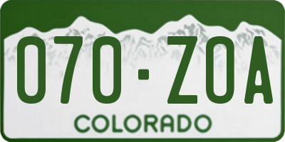 CO license plate 070ZOA