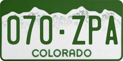 CO license plate 070ZPA