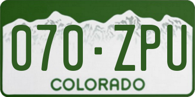 CO license plate 070ZPU