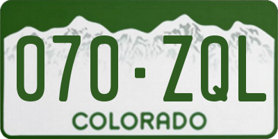 CO license plate 070ZQL