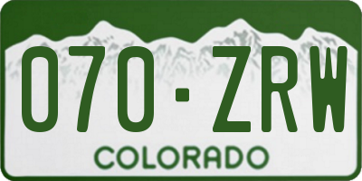 CO license plate 070ZRW