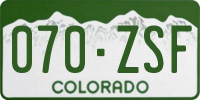 CO license plate 070ZSF