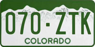 CO license plate 070ZTK