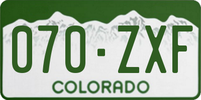 CO license plate 070ZXF
