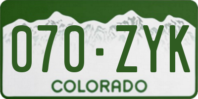 CO license plate 070ZYK