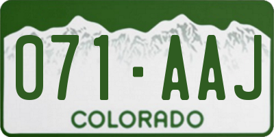 CO license plate 071AAJ