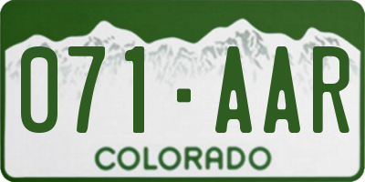 CO license plate 071AAR