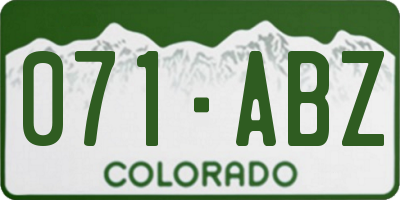 CO license plate 071ABZ