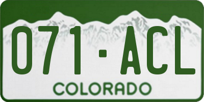 CO license plate 071ACL