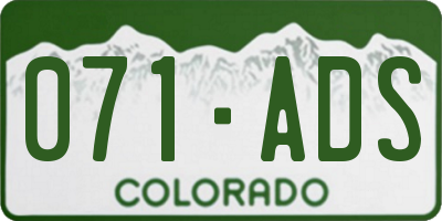 CO license plate 071ADS