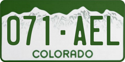 CO license plate 071AEL