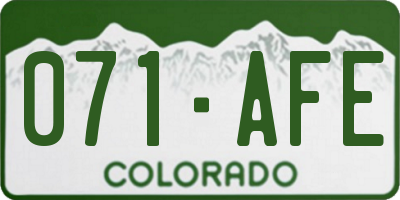 CO license plate 071AFE