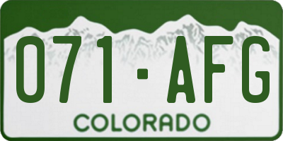 CO license plate 071AFG
