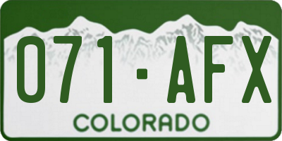 CO license plate 071AFX
