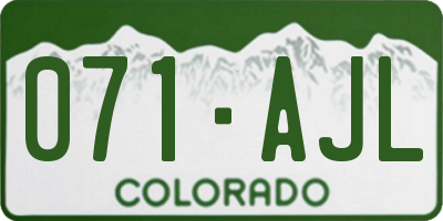 CO license plate 071AJL