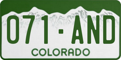 CO license plate 071AND