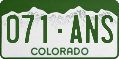 CO license plate 071ANS