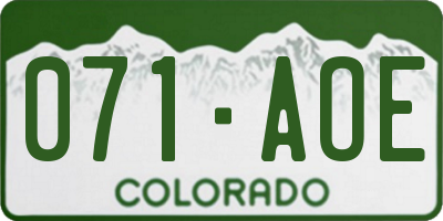 CO license plate 071AOE