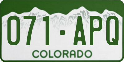 CO license plate 071APQ