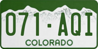 CO license plate 071AQI