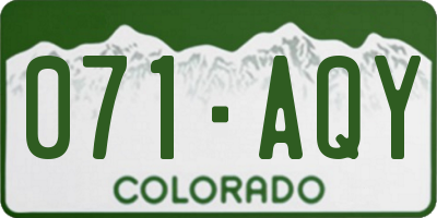 CO license plate 071AQY
