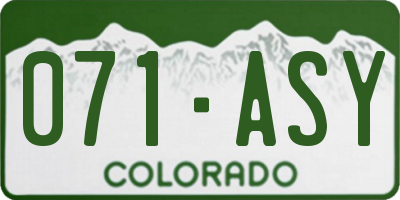 CO license plate 071ASY