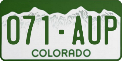 CO license plate 071AUP