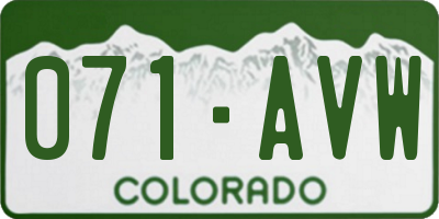 CO license plate 071AVW