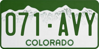 CO license plate 071AVY