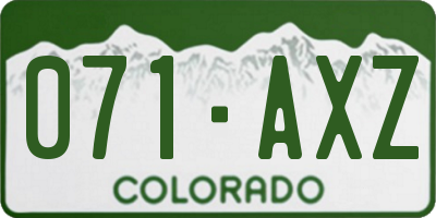 CO license plate 071AXZ