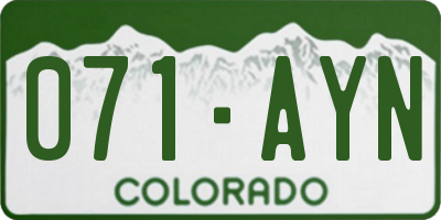 CO license plate 071AYN