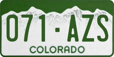 CO license plate 071AZS